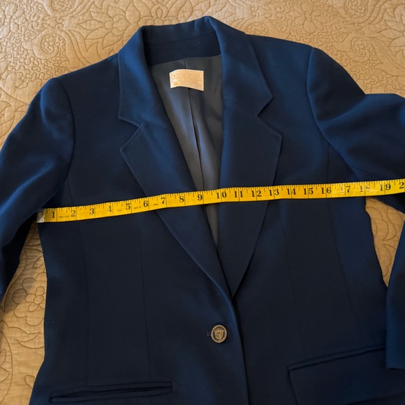 Vintage 70s Pendleton Gorgeous Classic Navy Blue 100% Virgin Wool Blazer, Sz 10 - Picture 9 of 14